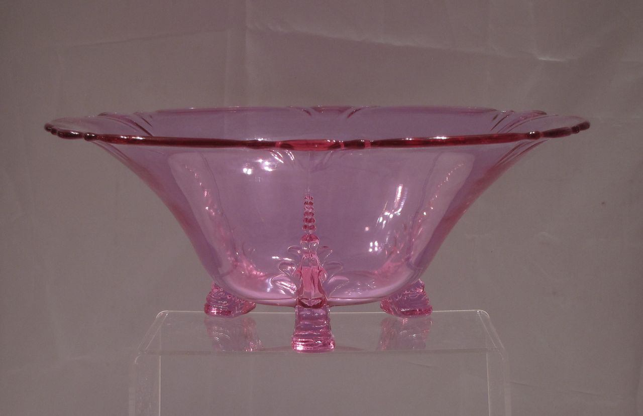Heisey #1401 Empress 11 inch Footed Floral Bowl, Dolphin Foot, Alexandrite, 1930-1935