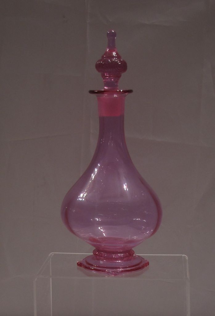 Heisey #3390 Carcassonne 1pt, Footed Decanter, #48 Stopper, Wide Optic, Alexandrite , 1930-1935