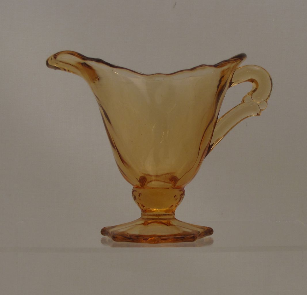 Heisey #1519 Waverly Cream, Footed, Amber, 1940-1955