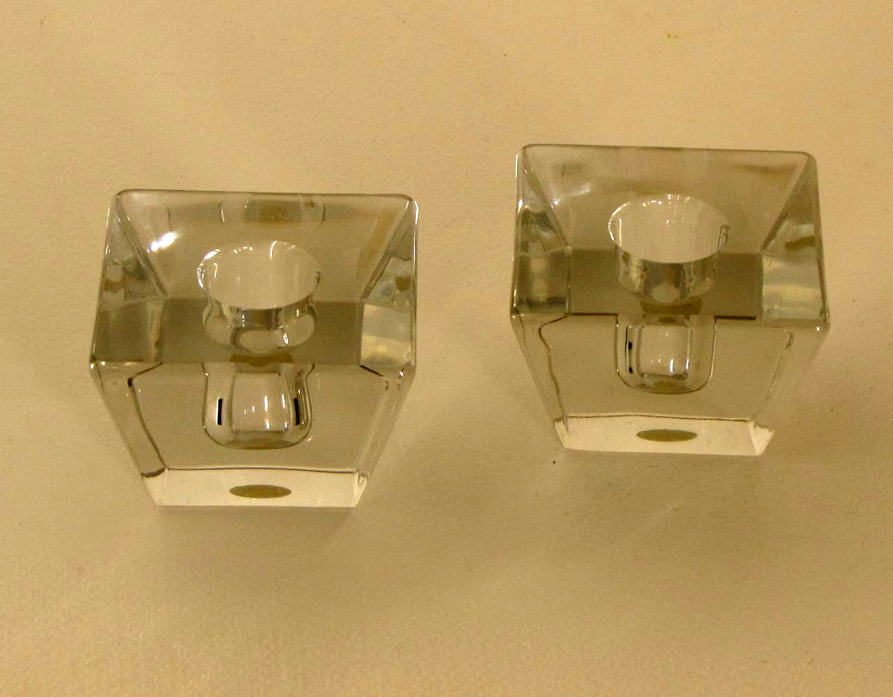 Heisey #1489 1/2 Puritan candleblock, crystal, 1941-1957