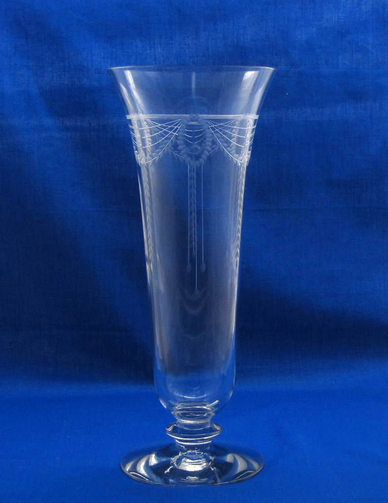Heisey #4191 Footed Vase, Crystal, 674 Adams Cut, 1921-1924