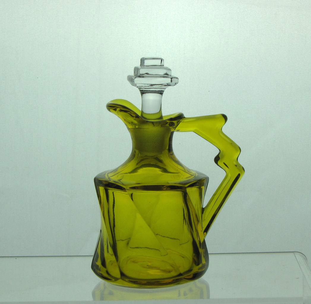 Heisey #1252 Twist Oil Bottle, #78 Stopper in Crystal, Marigold, 1928