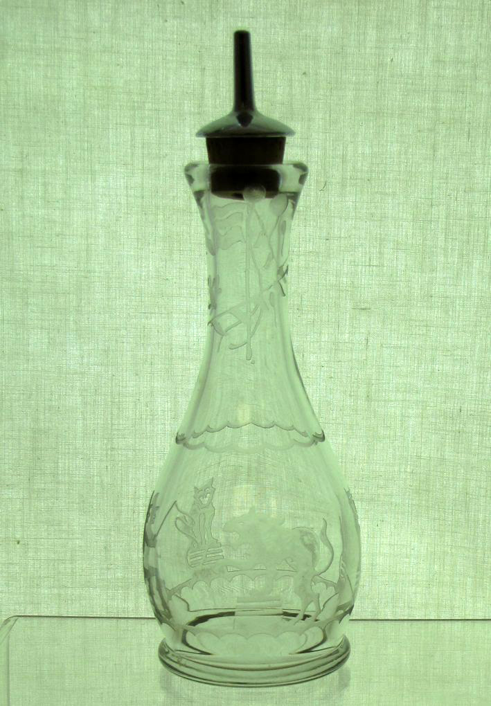 Heisey Decanter unk stopper, #472 Lion Tamer Etch