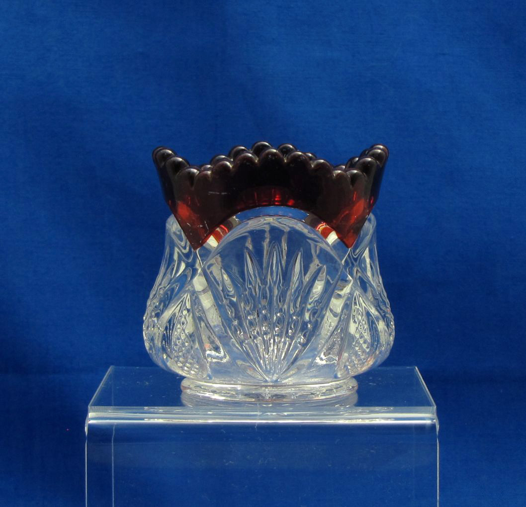Heisey #1255 Pineapple & Fan, Toothpick, Crystal with Ruby Stain, 1898-