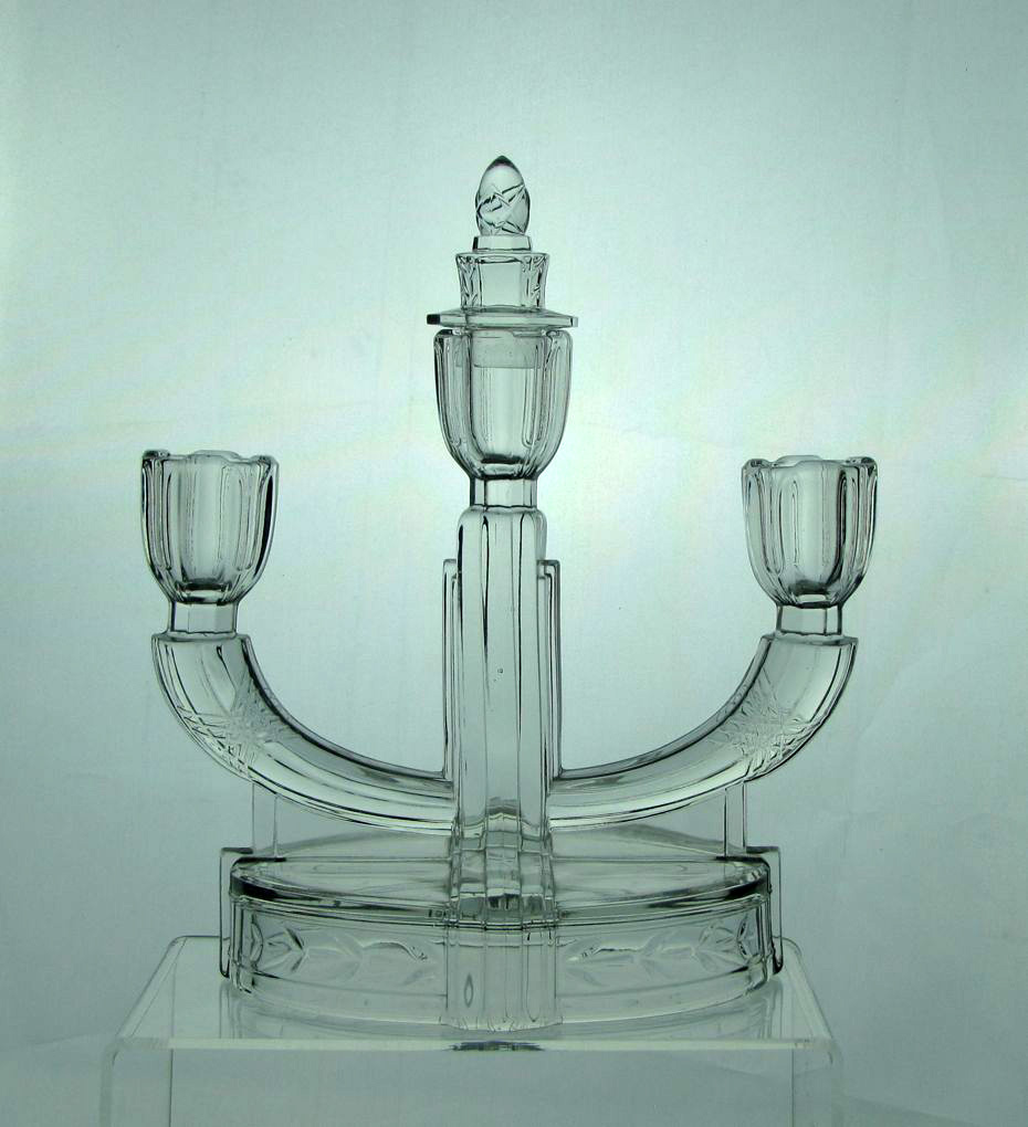 Heisey #1471 Empire Candlestick with Center Finial, Crystal, unk cut, 1