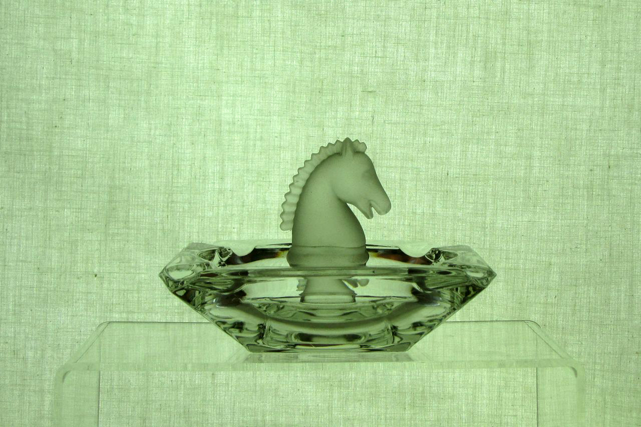 Heisey #1489 Puritan Horsehead Ashtray, Frosted, Crystal, 1937-1957