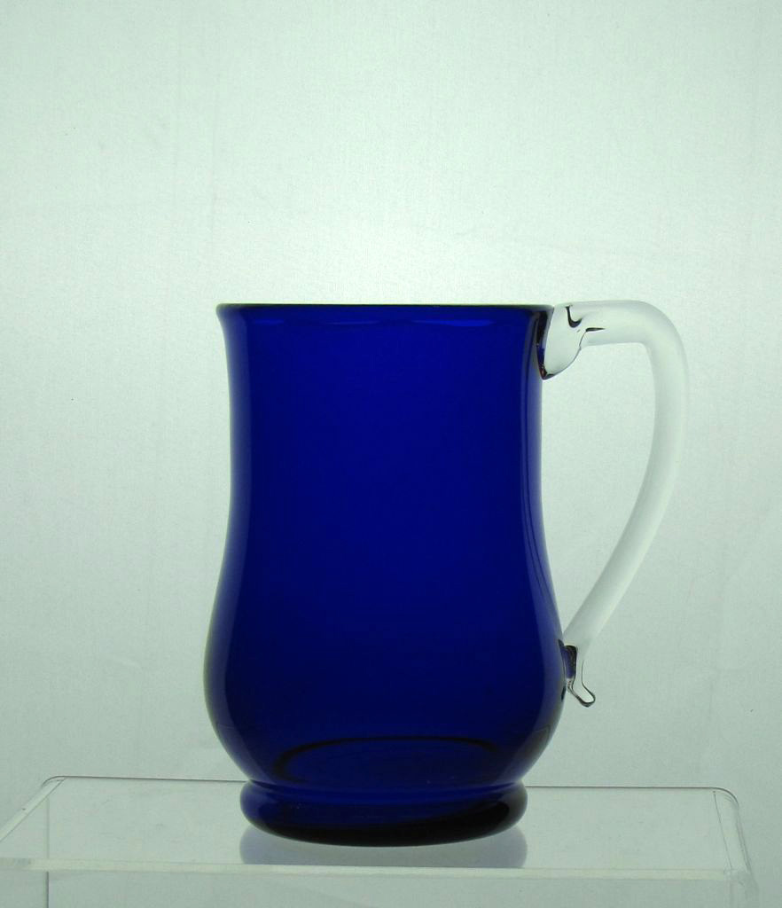 Heisey #3407 Overdorf Mug, 16 oz, Cobalt with Crystal Handle, 1933-1937