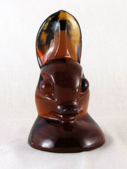 Heisey By Imperial Doe Head Bookend Amber (dark) date unknown