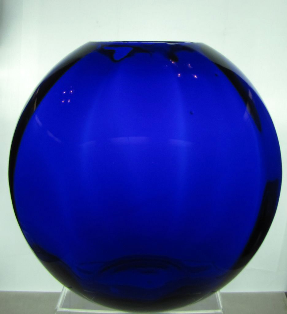 Heisey #4045 12 inch Ball Vase, wide optic, Cobalt,1936-1941