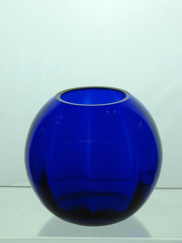 Heisey #4045 4 inch Ball Vase, wide optic, Cobalt, 1936-1941