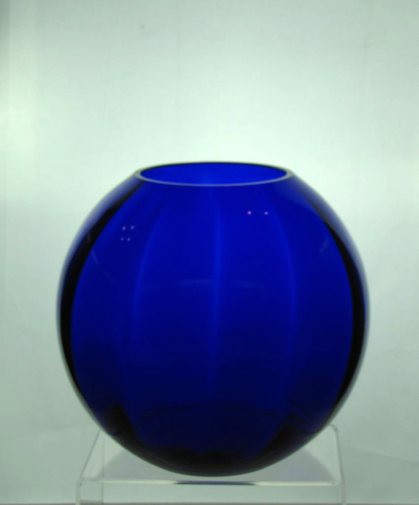Heisey #4045 6 inch Ball Vase, wide optic, Cobalt, 1936-1941
