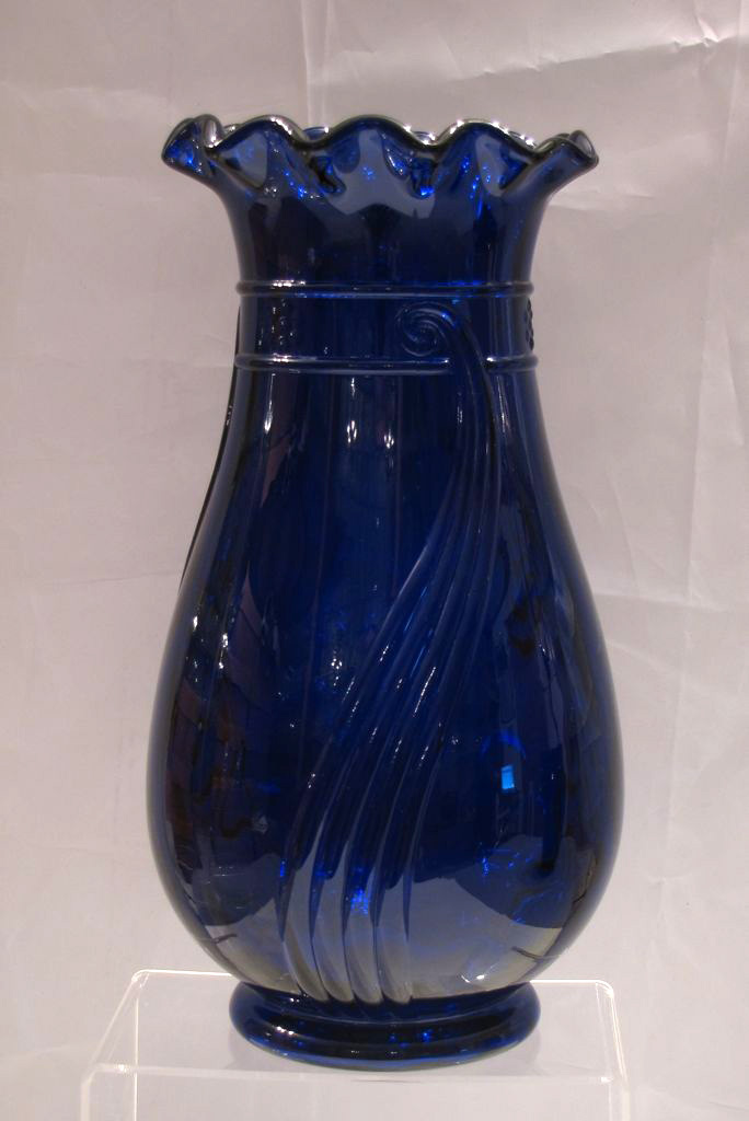 Heisey #4223 Swirl Vase, 12 inch, plain only, Cobalt, 1932-1939