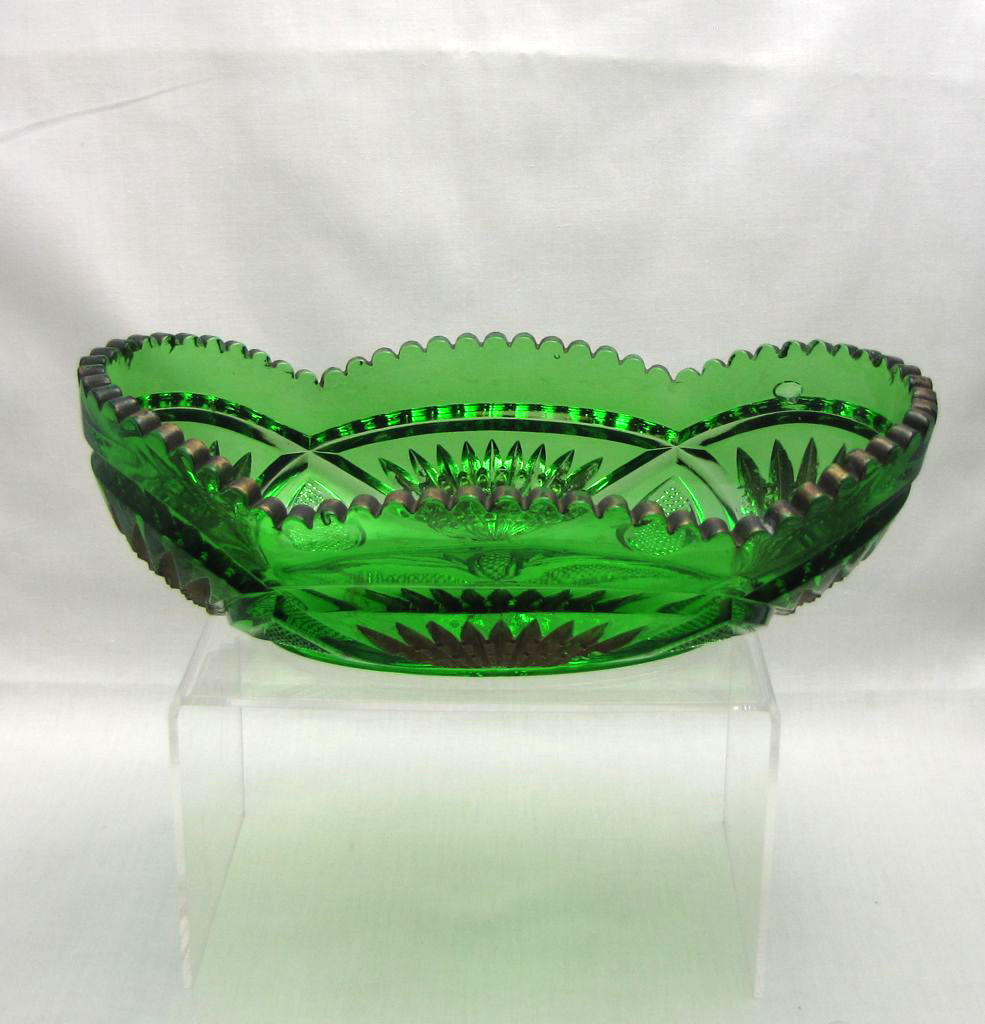 Heisey #1255 Pineapple and Fan, Bowl, Emerald, 1989-1902