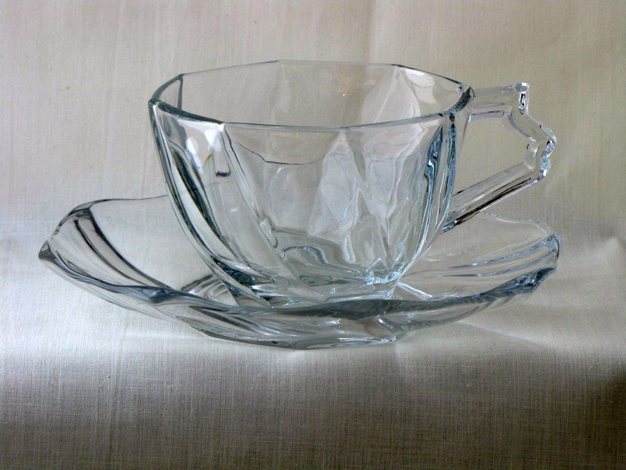 Heisey #1252 Twist Cup & Saucer, Crystal, 1928-1937