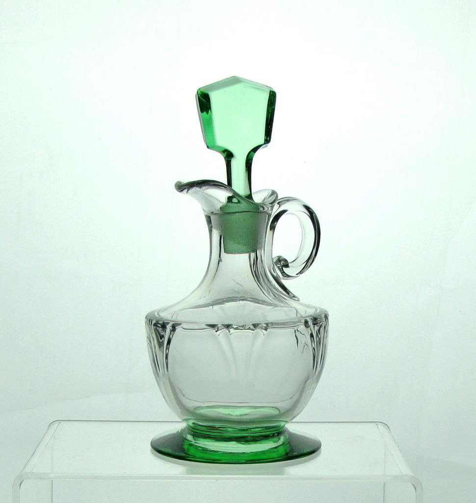 Heisey #1401 Empress Cruet, Crystal with Moongleam foot and #83 stopper