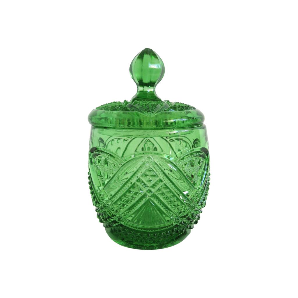 No. 1205 Fancy Loop mustard jar in Emerald